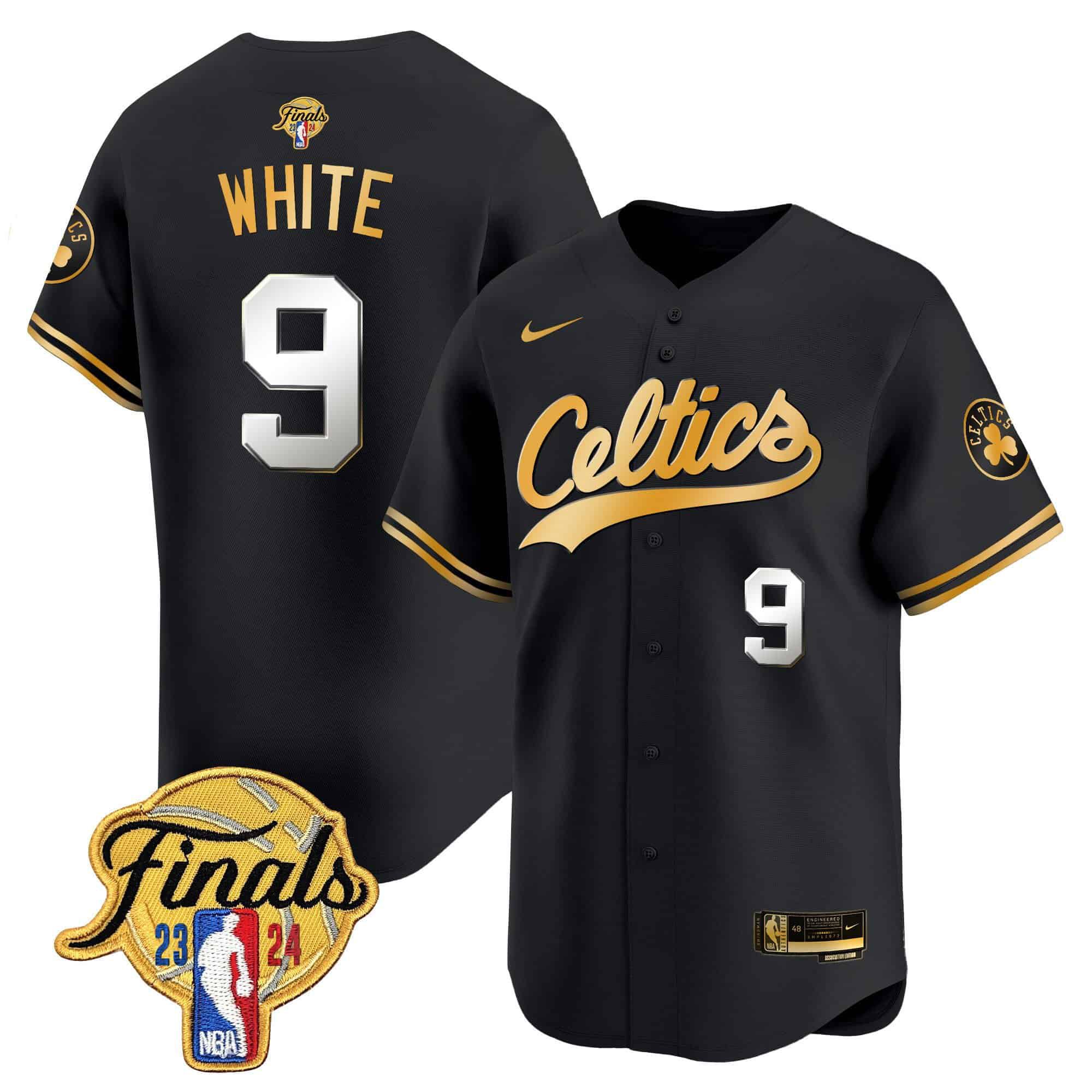 Men Boston Celtics #9 White Black 2024 Nike Finals Patch Baseball NBA Jersey->boston celtics->NBA Jersey